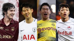 Which Asian stars have played the most UEFA games?
